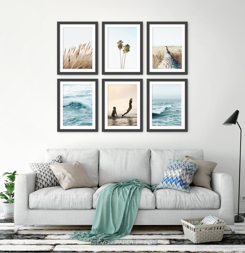 Framed Ocean Wall Art Set 6 of Beach Coastal Decor Sea Waves Etsy