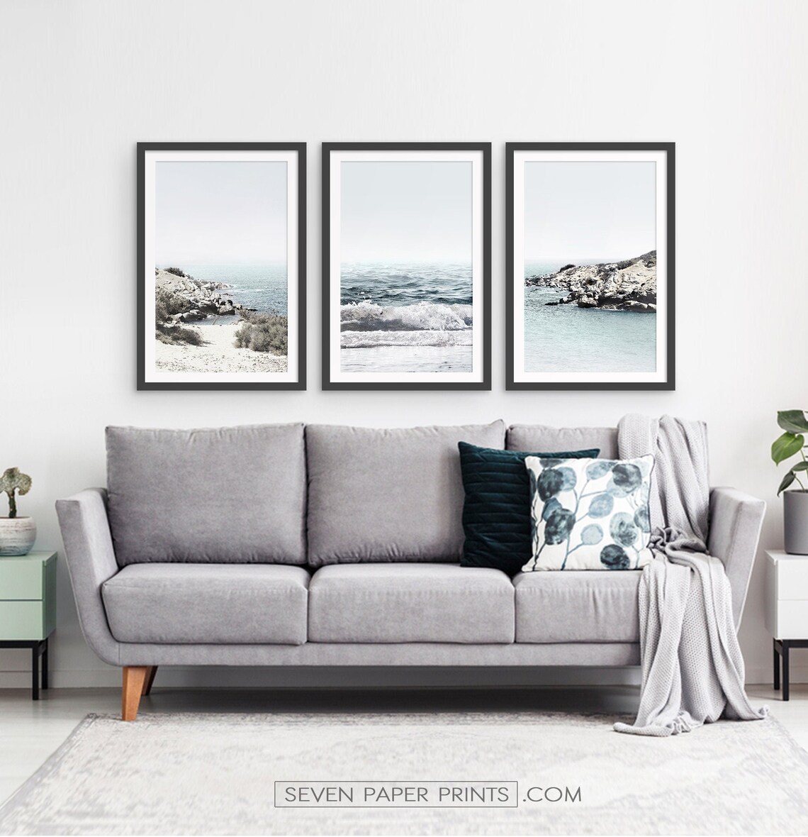 Framed Ocean Print Set of 3 Extra Large Framed Beach Wall Etsy