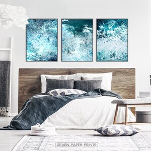 Ocean Wave Print, 3 Piece Wall Art, Ocean Poster Decor, 3 Piece Decor, Ocean Art Print, Water Beach Decor, Coastal, Water Instant Download image 4