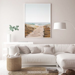 Coastal Beach Print, Ocean Wall Art, Pastel Sea Photo, Digital Wave Poster, Large Landscape, Beach Path, Printable Home Decor, Ocean Nature image 3