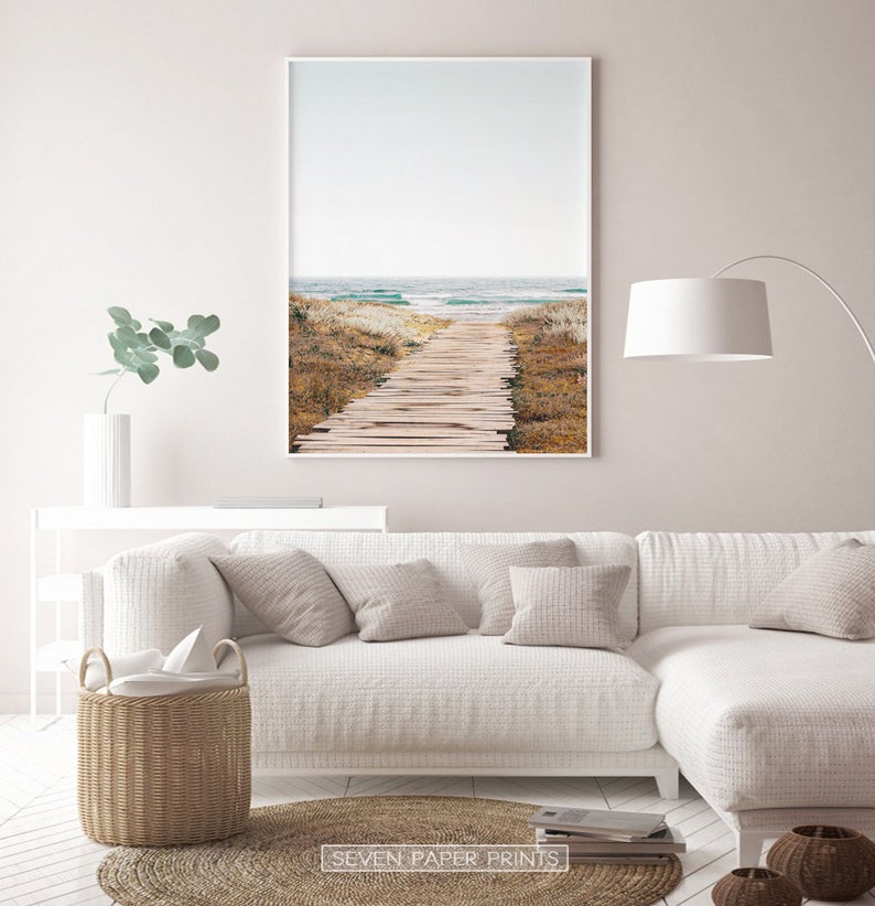 Coastal Beach Print, Ocean Wall Art, Pastel Sea Photo, Digital Wave Poster, Large Landscape, Beach Path, Printable Home Decor, Ocean Nature image 3