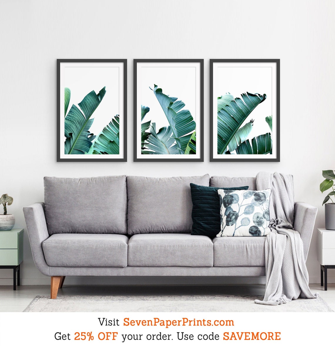Framed Tropical Wall Art Prints Set of 3 Botanical Framed Etsy