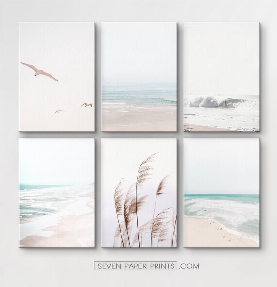 Coastal Decor Beach Sea Picture Ocean Waves Canvas Prints Wall Art Photography 