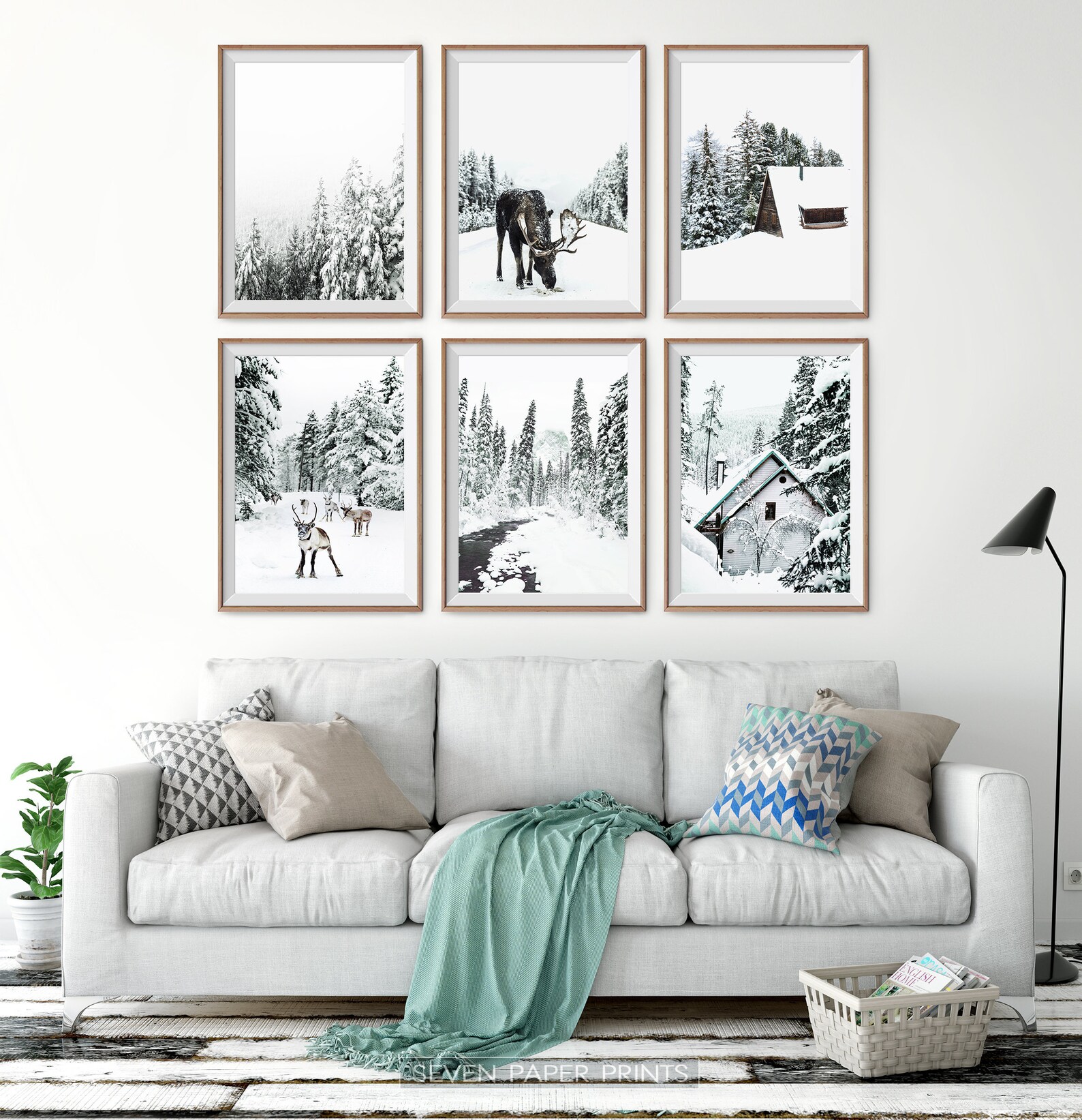 Winter Gallery Wall Decor. Nordic Christmas Wall Art Set of 6 Etsy