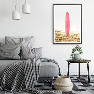 Modern Pink Surfboard Wall Art Coastal Pastel Print Summer - Etsy