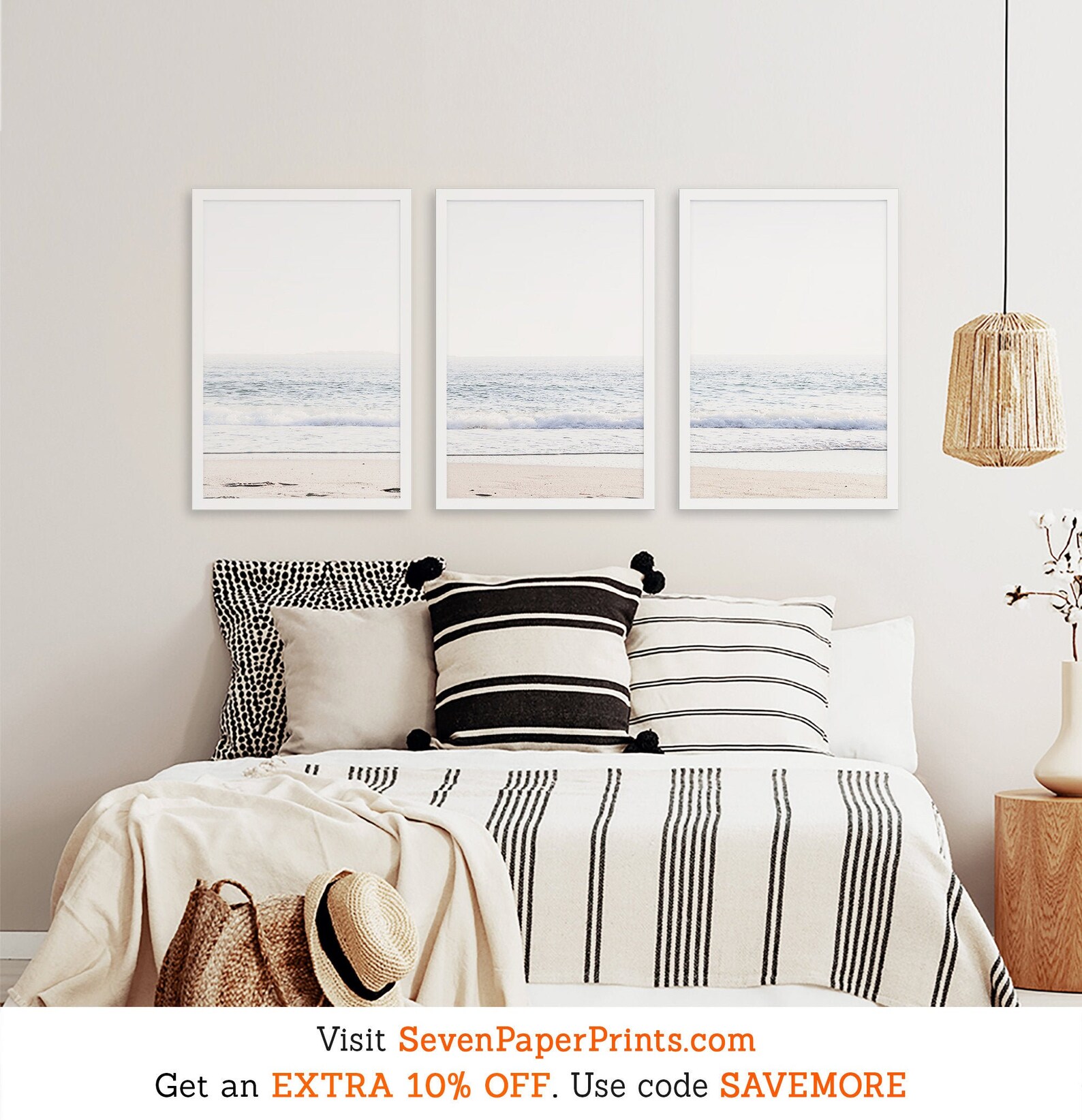 Large Framed Coastal Set of 3 Prints Framed Beach House Etsy