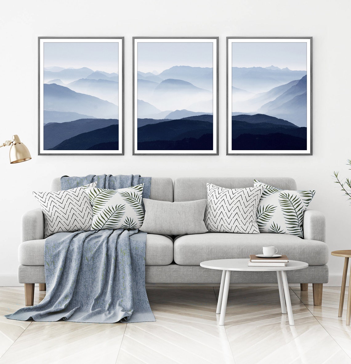 Blue Mountain Wall Art Modern Abstract Print Scandinavian Etsy