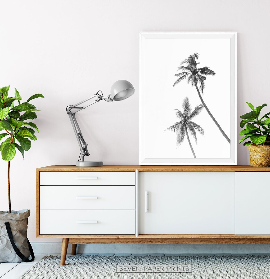 Black and White Palm Tree Wall Art Print. Download Tropical Etsy