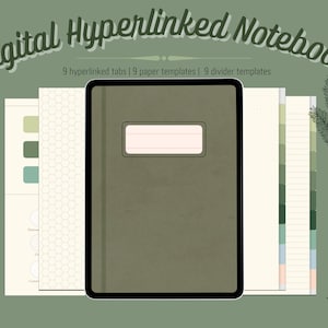Digital Hyperlinked Cottagecore Notebook | Botanical Notebook for GoodNotes, Notability | iPad Pro Notebook | Cornell, Hexagonal, Grid Paper