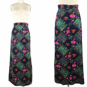 1970s Maxi Skirt - Floral Maxi Skirt - 70s Skirt - Size Small