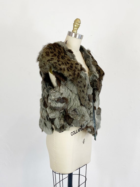 1970s Rabbit Fur Vest - Patchwork Fur Vest - Hipp… - image 4