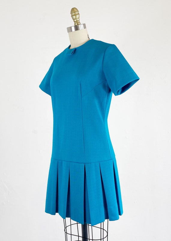 1960s Drop Waist Dress - Mod Dress - Turquoise Dr… - image 6