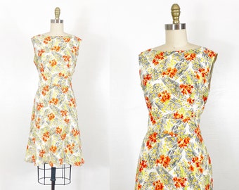 1960s Mod Dress - 1960s Floral Dress - 1960s Go-Go Dress - Size Large