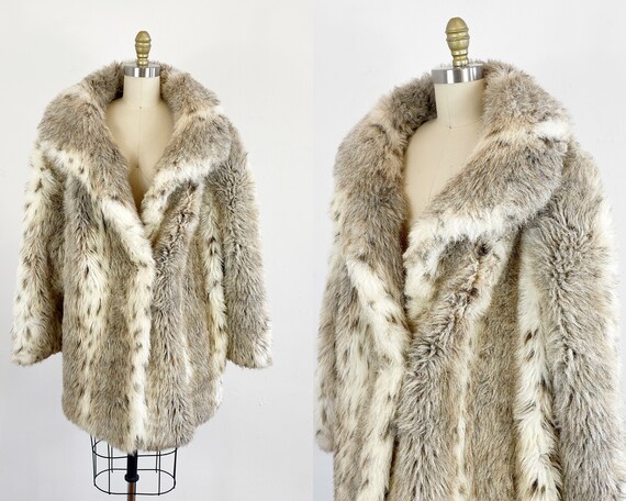 1980s Faux Fur Coat - Faux Lynx Coat - Plus Size F