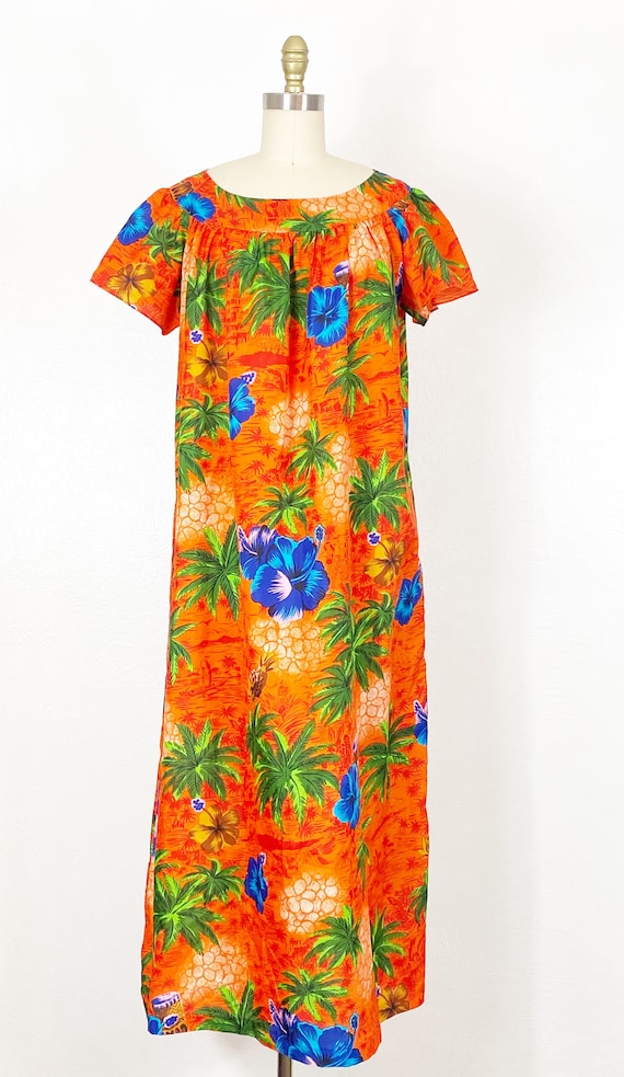 1960s Hawaiian Dress 1960s House Dress Hawaiian Muumuu Etsy