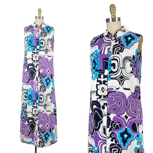 1960er Jahre Maxikleid - Abstraktes Kleid - Mod Dress - Size Large
