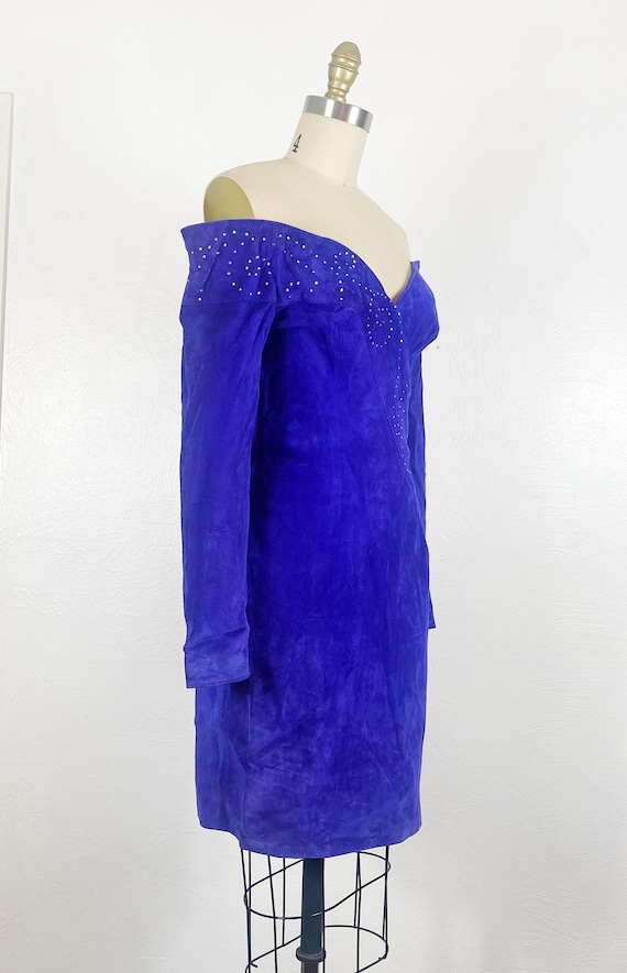 1980s Dress - 1980s Suede Dress - 1980s Mini Dres… - image 5