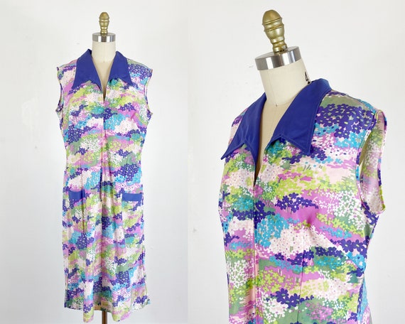 1960s Floral Dress / Shift Dress / Mod Dress / Siz