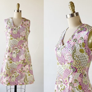 1960s Mod Dress - 1960s Floral Dress - 60s Paisley Dress - Size Medium