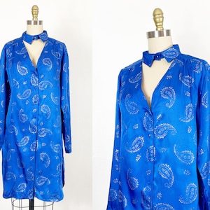 1960s Shirt Dress - 1960s Mod Dress - 1960s Paisley Dress - Size Large - Extra Large