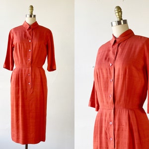 1950s Shirt Dress - 50s Day Dress - 1950s Housewife Dress - Size Small