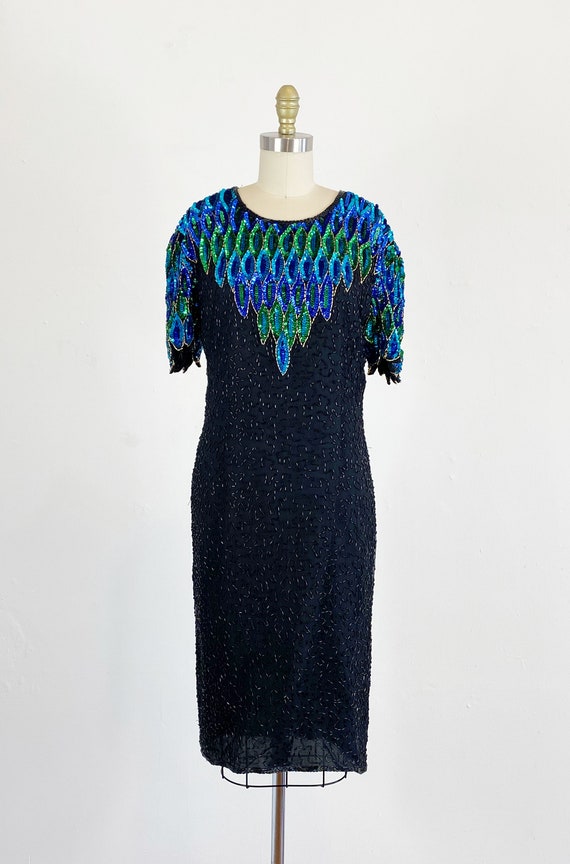 1980s Sequin Dress - 80s Party Dress - 1980s Bead… - image 2