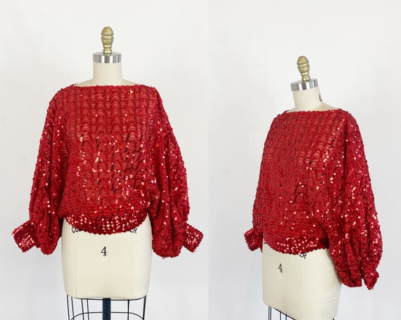 1970s Sequin Top - Sequin Crop Top - Studio 54 Top