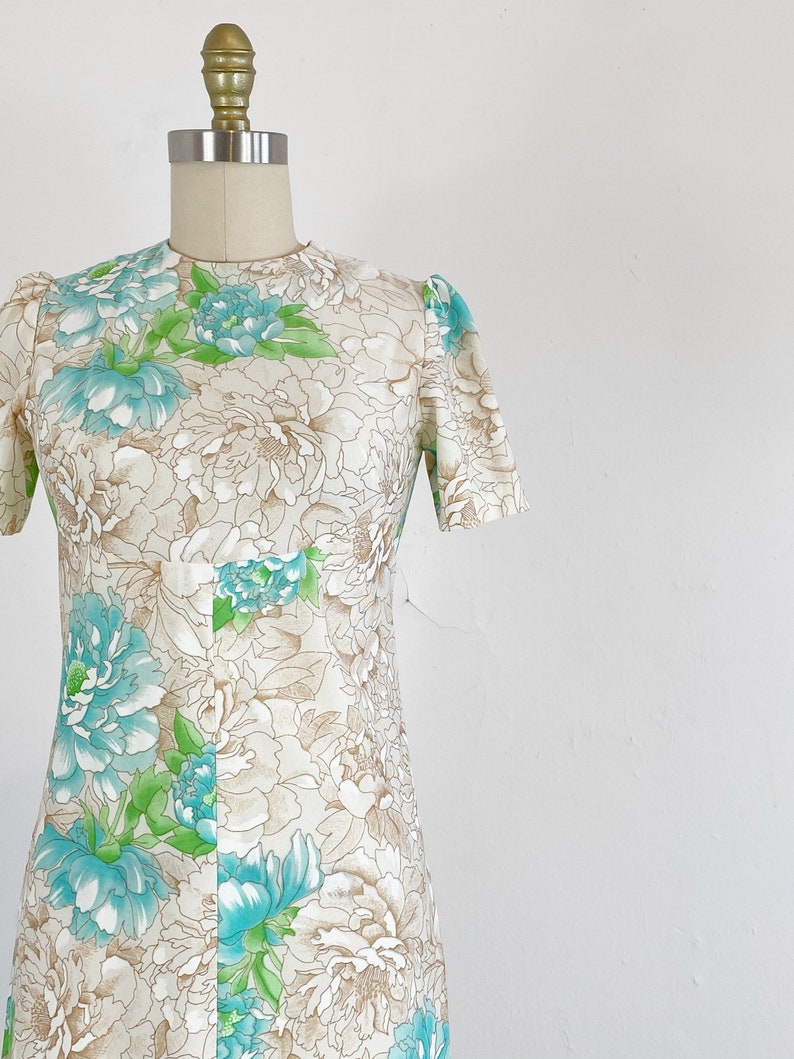 Bohemian Dress Bias Cut Floral Dress 1970s Floral Dress Size Medium