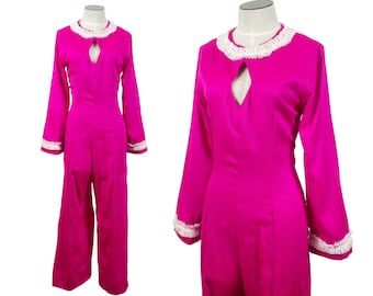 1960s Jumpsuit - Vintage Jumpsuit - Pink Jumpsuit - Size Medium - Large