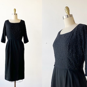 1950s Dress - 1950s Party Dress - 1950s Black Dress - 50s Fit And Flare - Size Medium