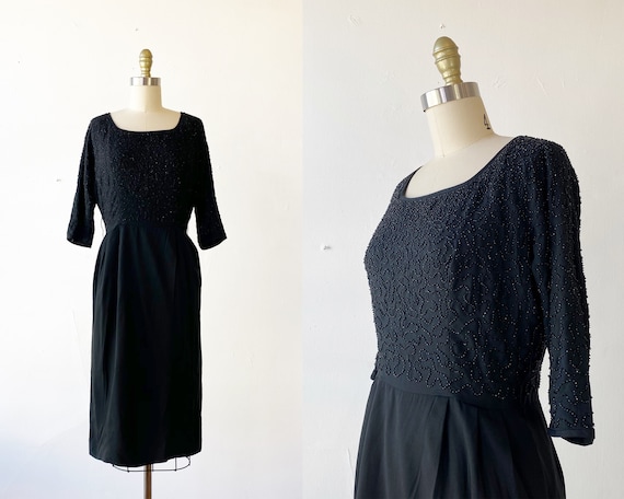 1950s Dress - 1950s Party Dress - 1950s Black Dre… - image 1