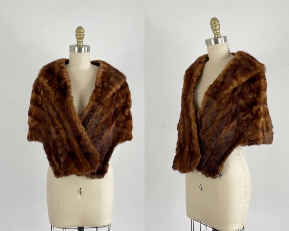 1950s Chinese Mink Stole - Brown Mink Stole - Vint