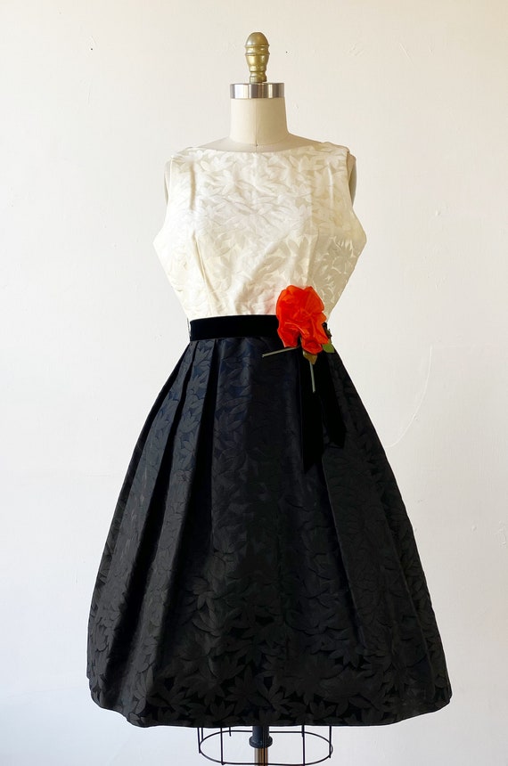 1950s Party Dress - 1950s Silk Jacquard Dress - 5… - image 2