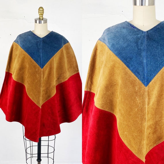 1970s suede poncho // bohemian poncho // Festival