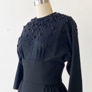 1960s Black Dress 1960s Cocktail Dress 1960s Wool Dress Size Small image 5