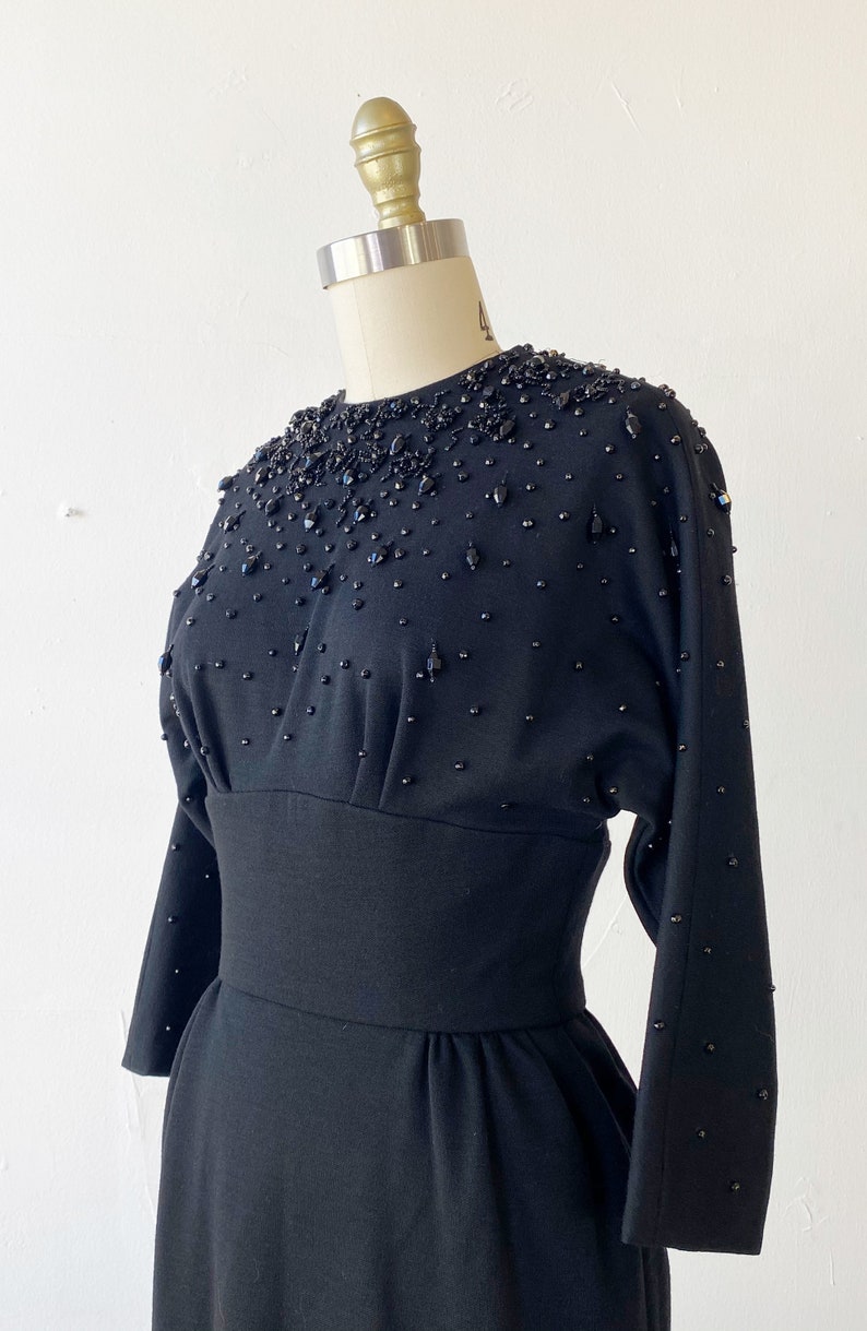 1960s Black Dress 1960s Cocktail Dress 1960s Wool Dress Size Small image 5