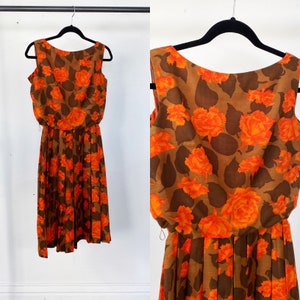 1950s dress // rose print party dress // blouson dress // small