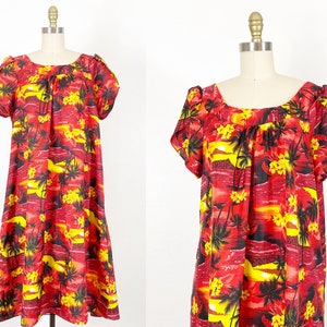 1960s Hawaiian Dress - 1960s House Dress - Hawaiian Muumuu