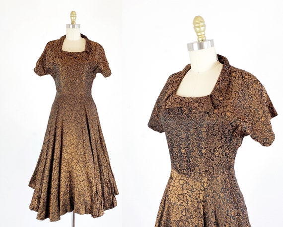 1950s Floral Dress - 50s Cocktail Dress - 1950s Pa