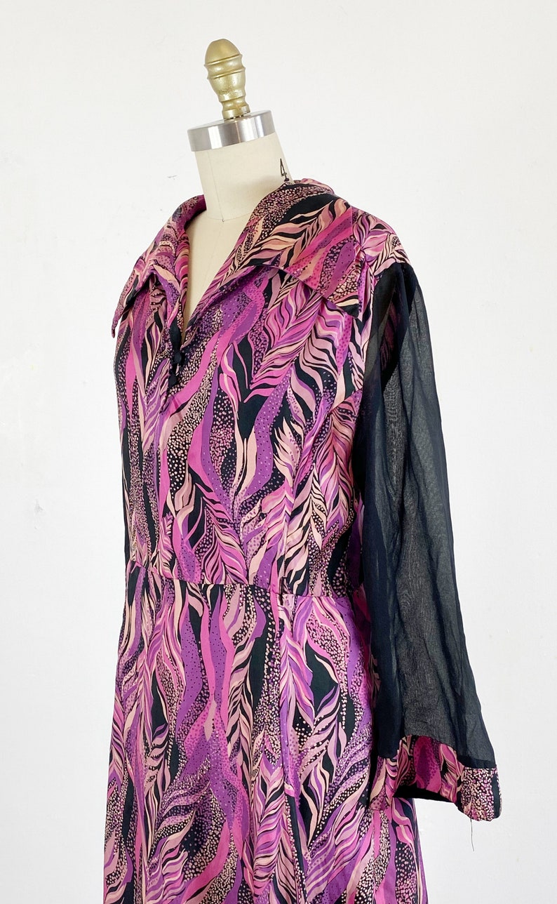1970s disco dress / studio 54 dress / abstract dress/ Size Large image 5