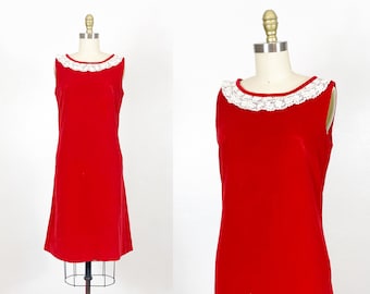 1960s Velvet Dress - 1960s Shift Dress - 1960s Mod Dress - Size Medium