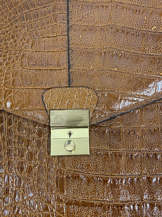 Leather Briefcase - Croc Purse - Vintage attaché - image 6