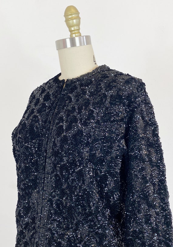 1960s Sequin Cardigan - Black Sequin Cardigan - 6… - image 6