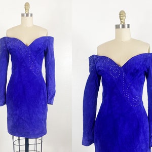 1980s Dress - 1980s Suede Dress - 1980s Mini Dress - Size Small