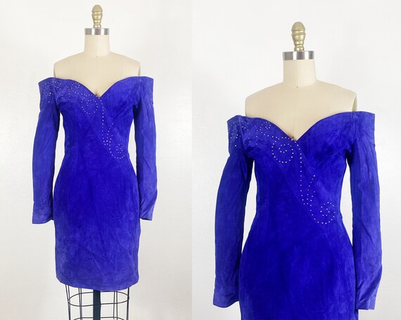 1980s Dress - 1980s Suede Dress - 1980s Mini Dres… - image 1