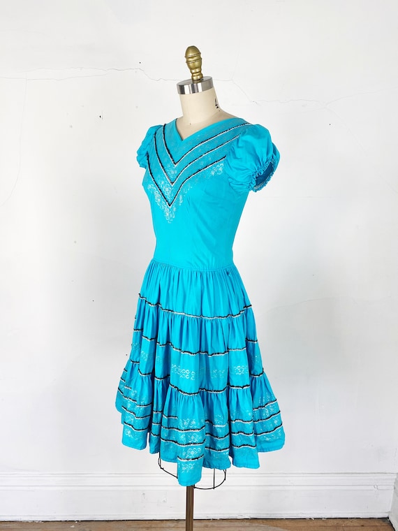 1950s dress // turquoise patio dress // fiesta dr… - image 6