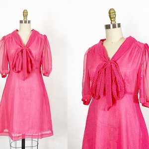 1960s Dress - 1960s Dotted Swiss Dress - 1960s Party Dress - Size Medium