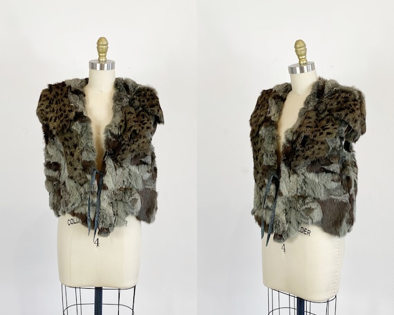 1970s Rabbit Fur Vest - Patchwork Fur Vest - Hipp… - image 1