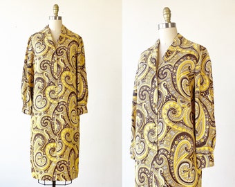 1960s Shirt Dress - 1960s Paisley Dress - 1960s Mod Dress - 60s Day Dress - Size Large