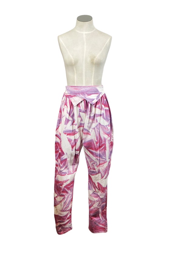 1980s Harem Pants - 1980s Tie Dye Pants - Size Me… - image 2